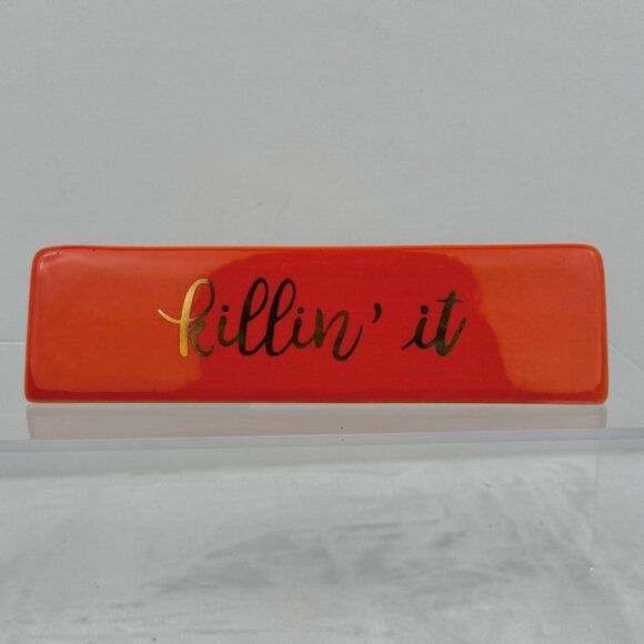 Ashland 7" Wedge Ceramic Tabletop Decor Sign The Boss/ killin' it Orange Gold - Picture 5 of 12